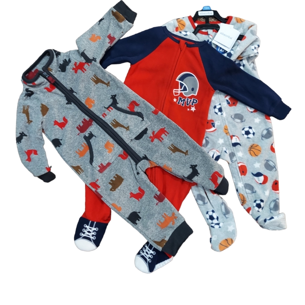 Carter's lot or 3 Fleece Footie Pajamas